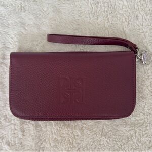 NWT PRUNE Burgundy Leather Wristlet
